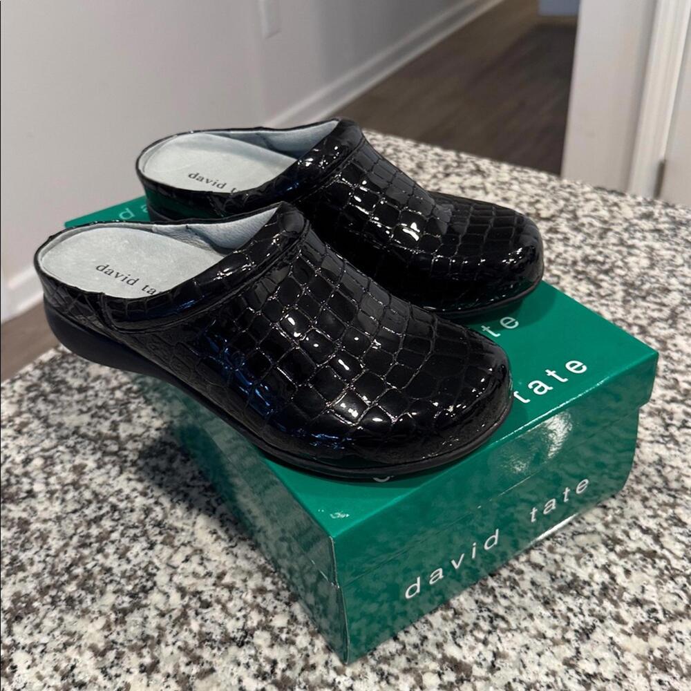 David Tate Womens Catalina Black Leather Slip On